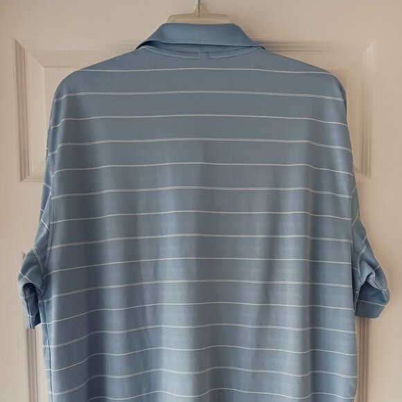 Nike Golf Shirt Men's Blue White Striped Pattern Short Sleeve Dry Fit Size Large - Picture 3 of 9